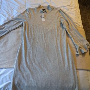 Long sleeve shiny beige dress